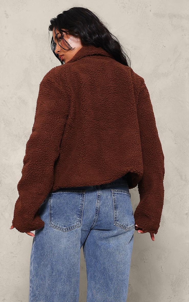 Chocolate Cropped Teddy Coat Product Image