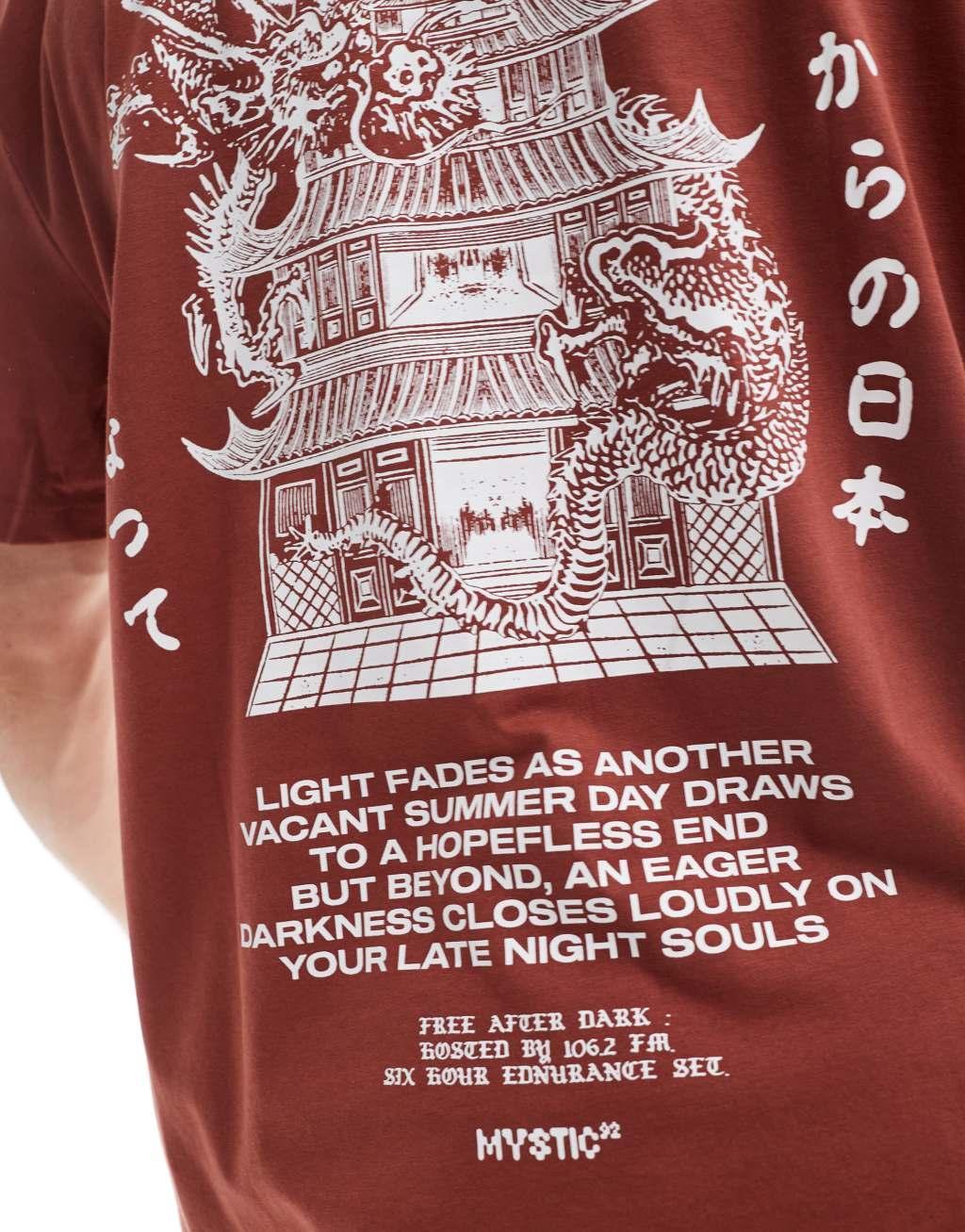 ASOS DESIGN relaxed T-shirt in brown with souvenir back print Product Image
