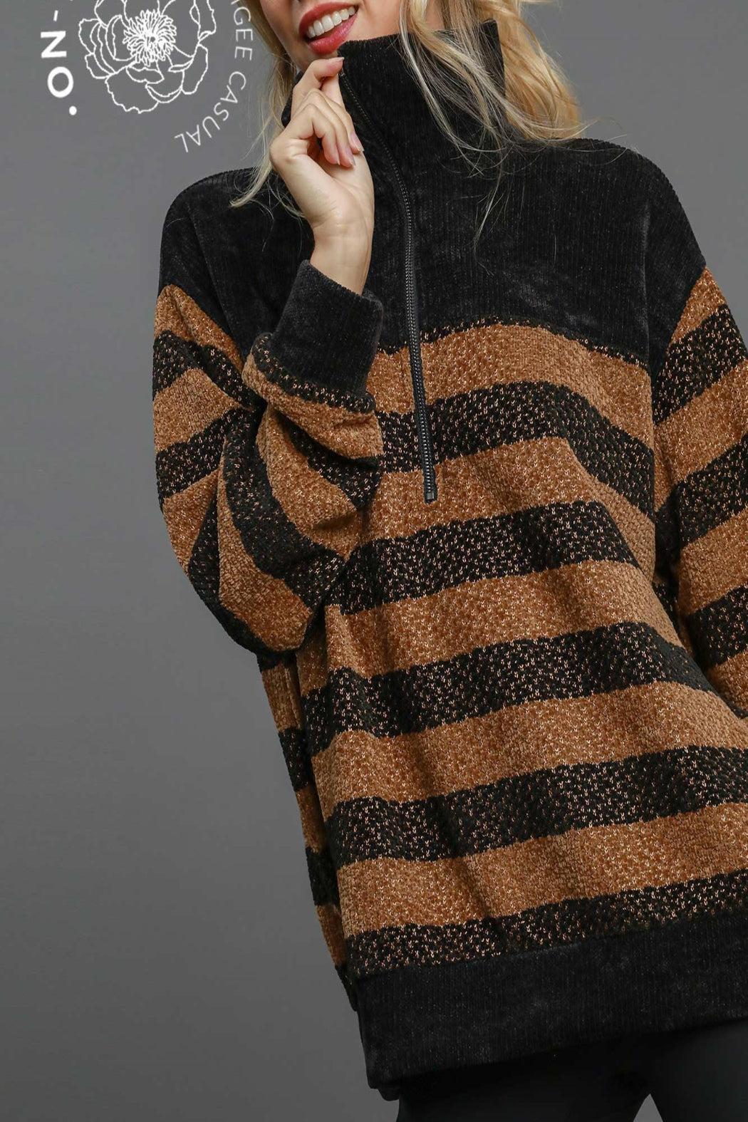Soft Stripe Half-Zip Top Product Image