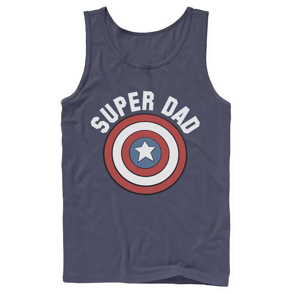 Men's Marvel Father's Day Super Dad Captain America Shield Tank Top, Size: Small, Blue Product Image