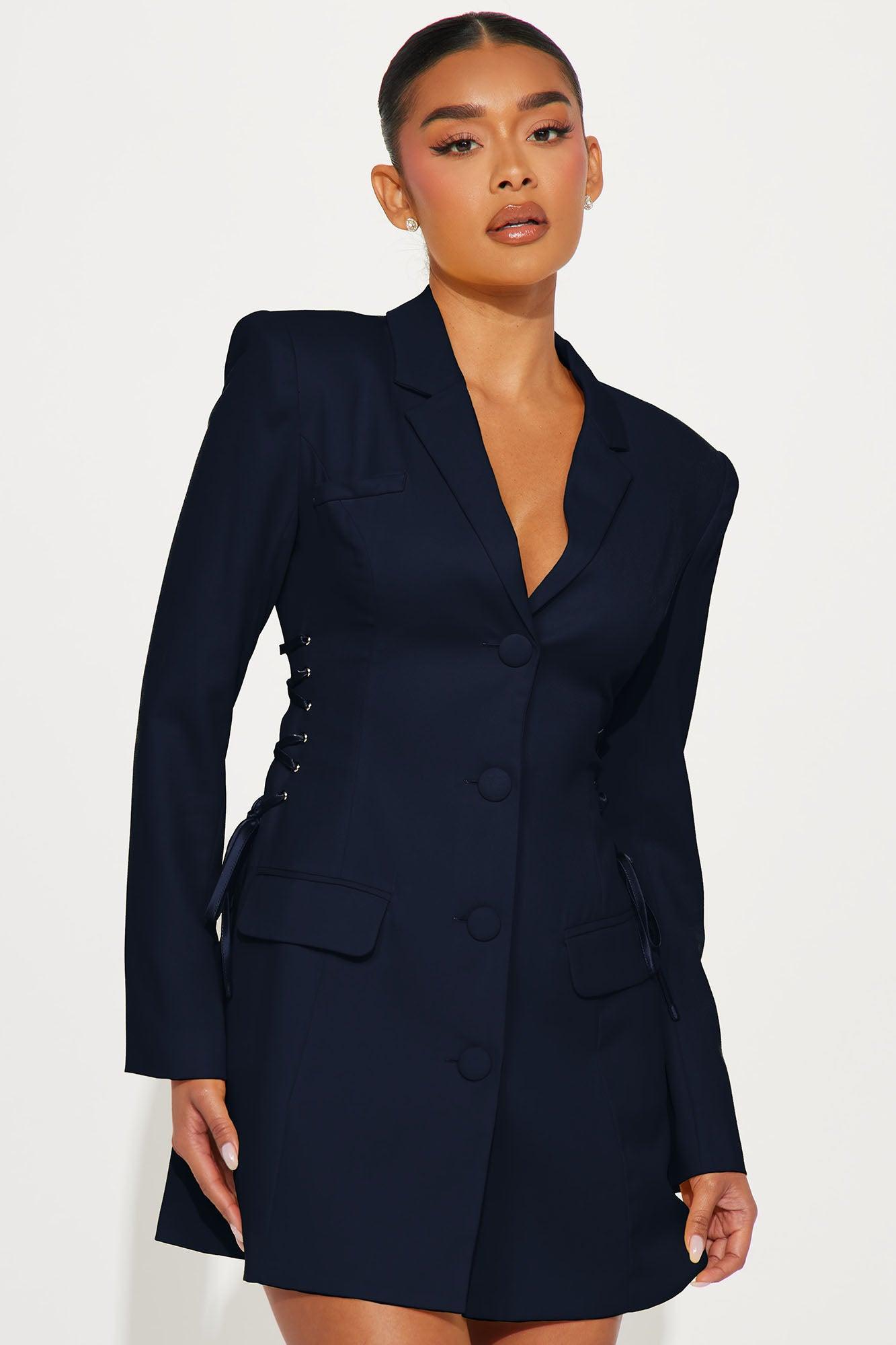 Jade Blazer Mini Dress - Navy Product Image