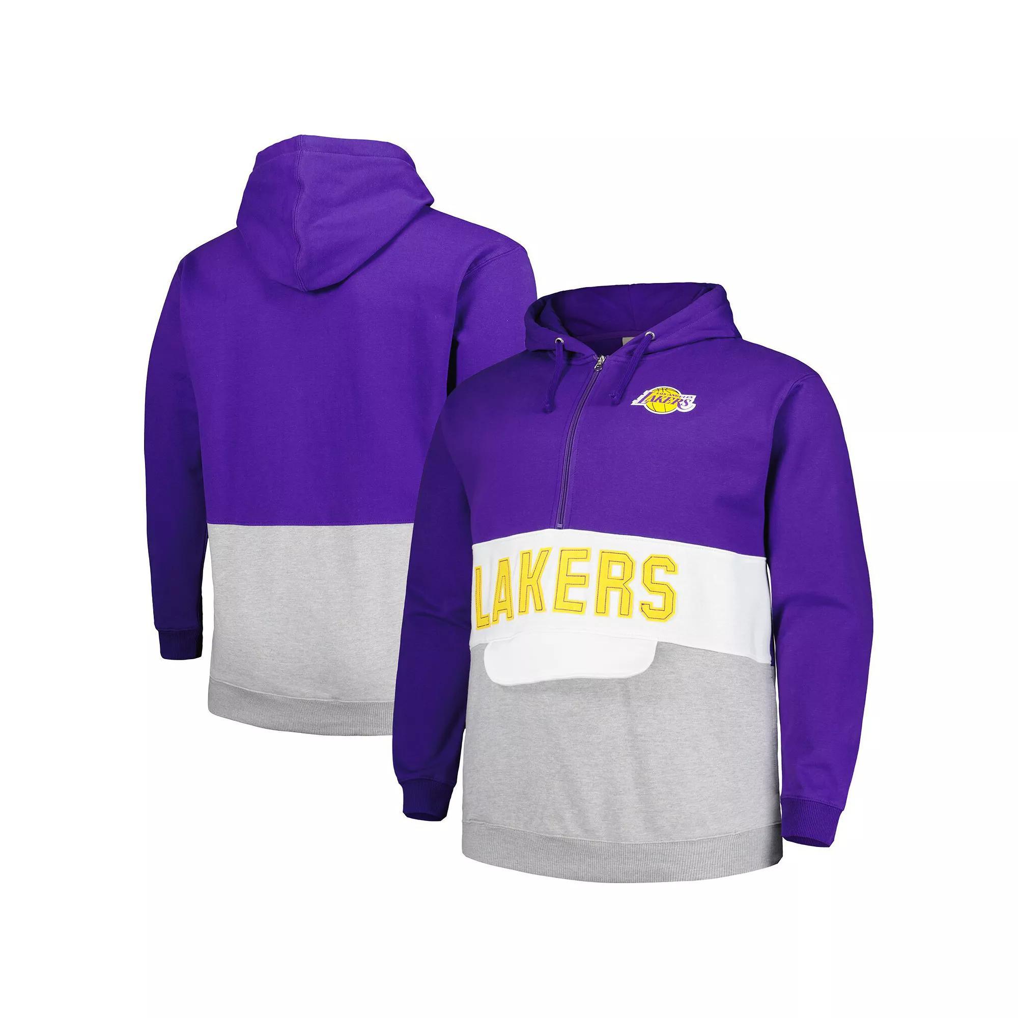 Men's Fanatics Branded Purple Los Angeles Lakers Big & Tall Anorak Half-Zip Hoodie, Size: 2XB Product Image