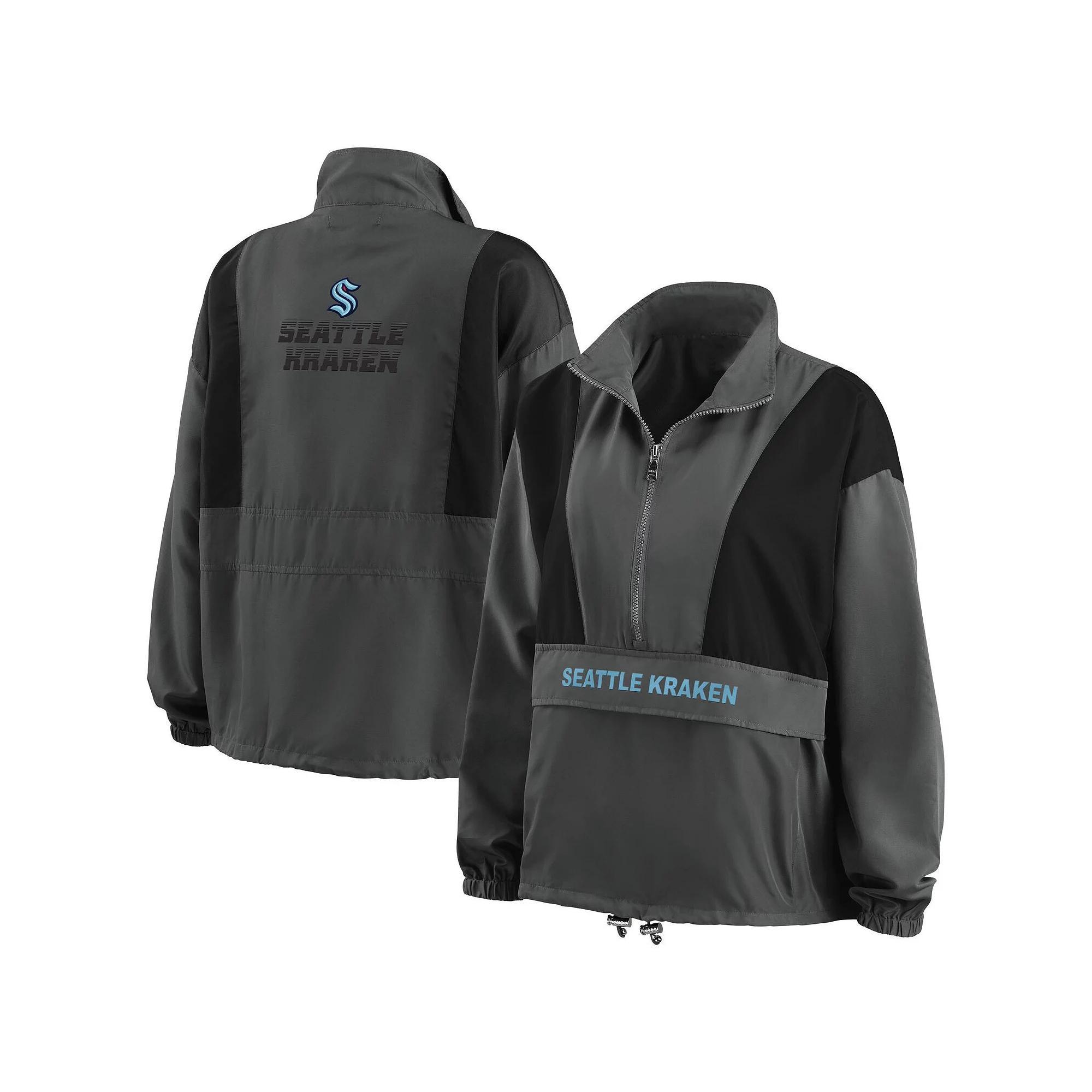 Women's WEAR by Erin Andrews Charcoal Boston Red Sox Packable Half-Zip Jacket, Size: XL Product Image
