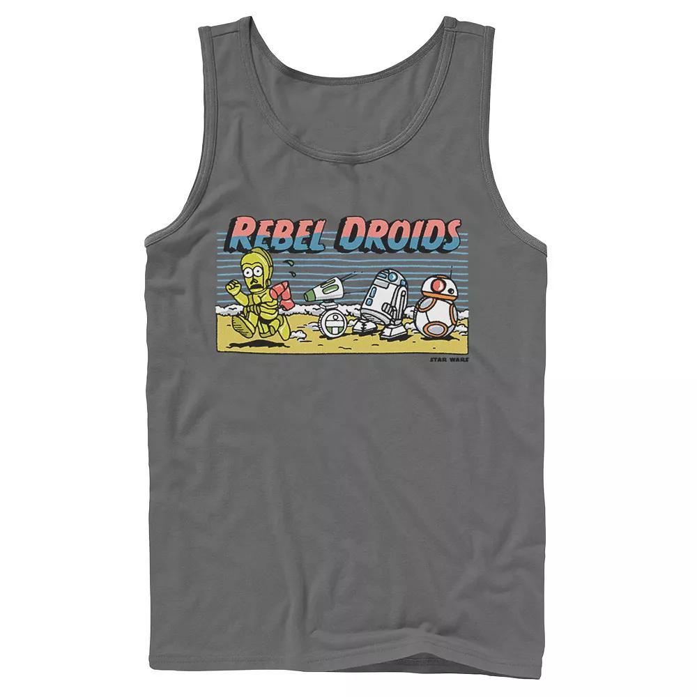 Men's Star Wars The Rise of Skywalker Rebel Droids Cartoon Tank Top, Size: Small, Grey Product Image