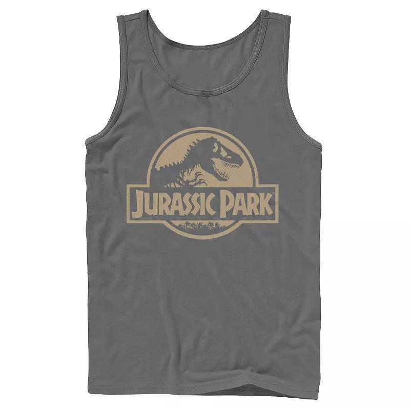 Men's Jurassic Park Beige Flat Movie Logo Tank Top, Size: Large, White Product Image