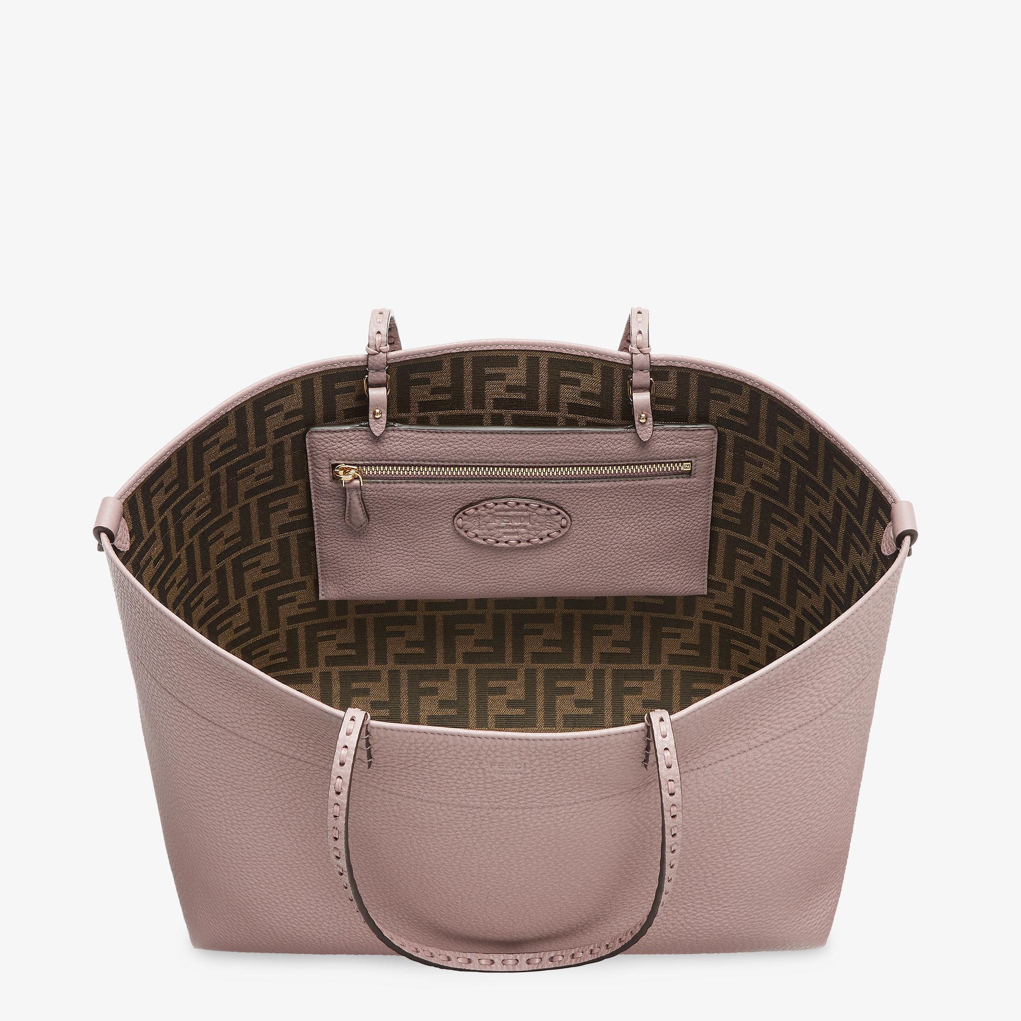 Medium RollMauve pink Selleria shopper with 218 hand-sewn topstitches Product Image
