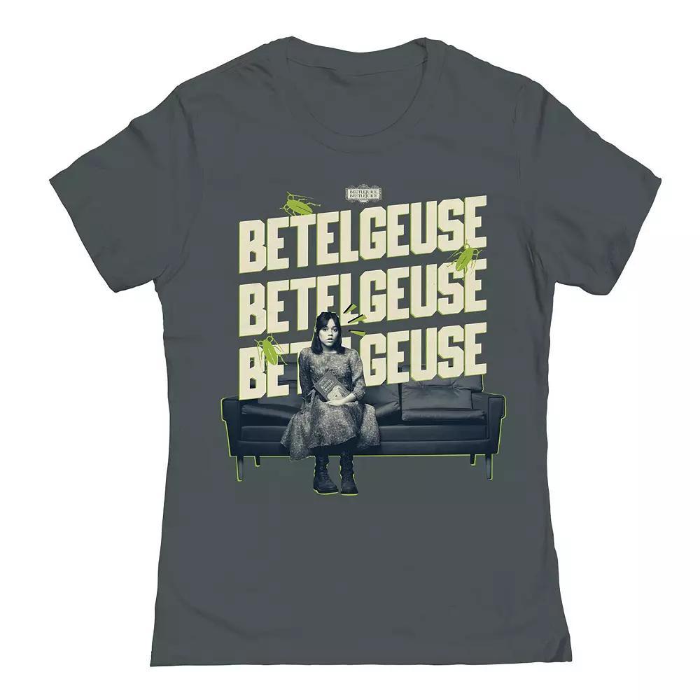 Junior's Say It 3 Times Beetlejuice Graphic Tee, Women's, Size: Medium, Heavy Grey Product Image