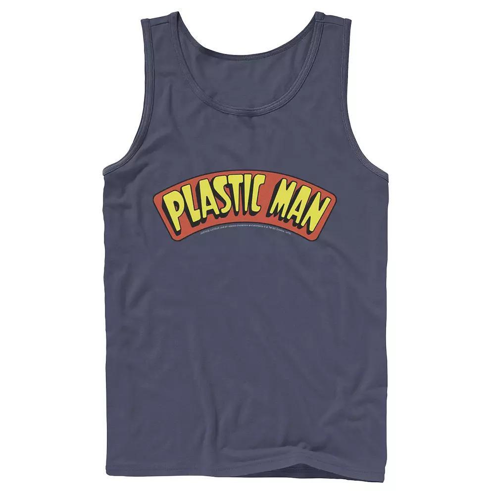 Men's DC Comics Plastic Man Text Logo Poster Tank Top, Size: Small, Blue Product Image