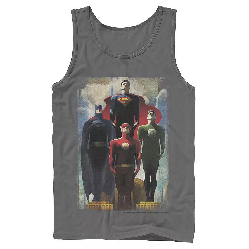 Mens DC Comics Justice League Heroes Look Up Tank Top Grey Product Image