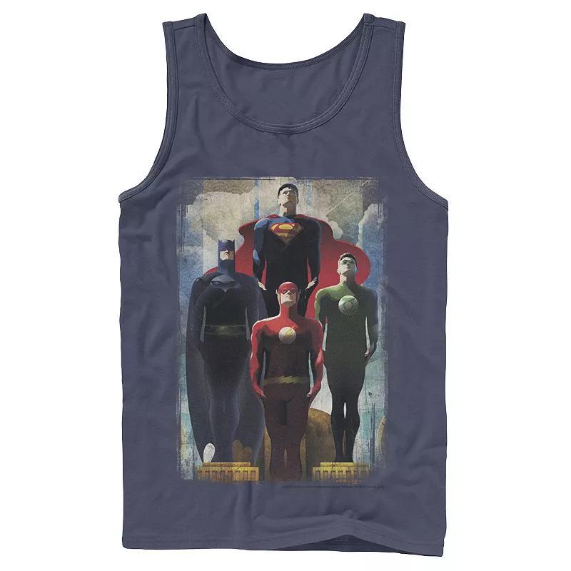 Mens DC Comics Justice League Heroes Look Up Tank Top Grey Product Image