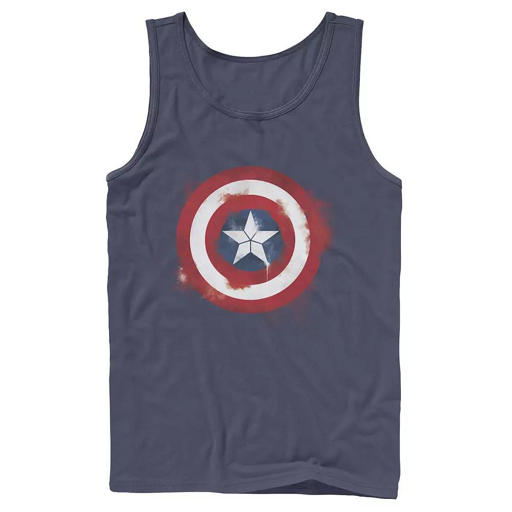 Men's Captain America Smudged Paint Shield Painting Graphic Tank, Size: XL, Black Product Image