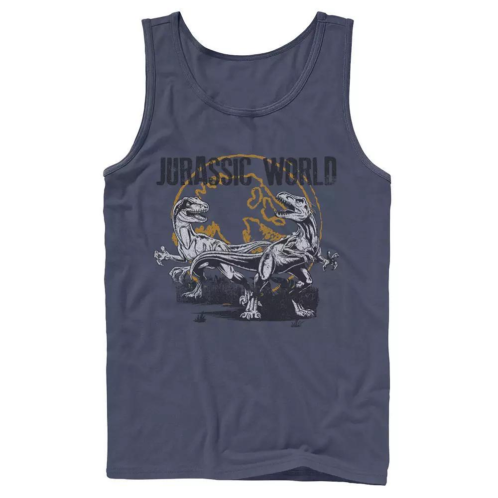 Men's Jurassic World Distressed Raptor Battle Tank Top, Size: Small, Blue Product Image