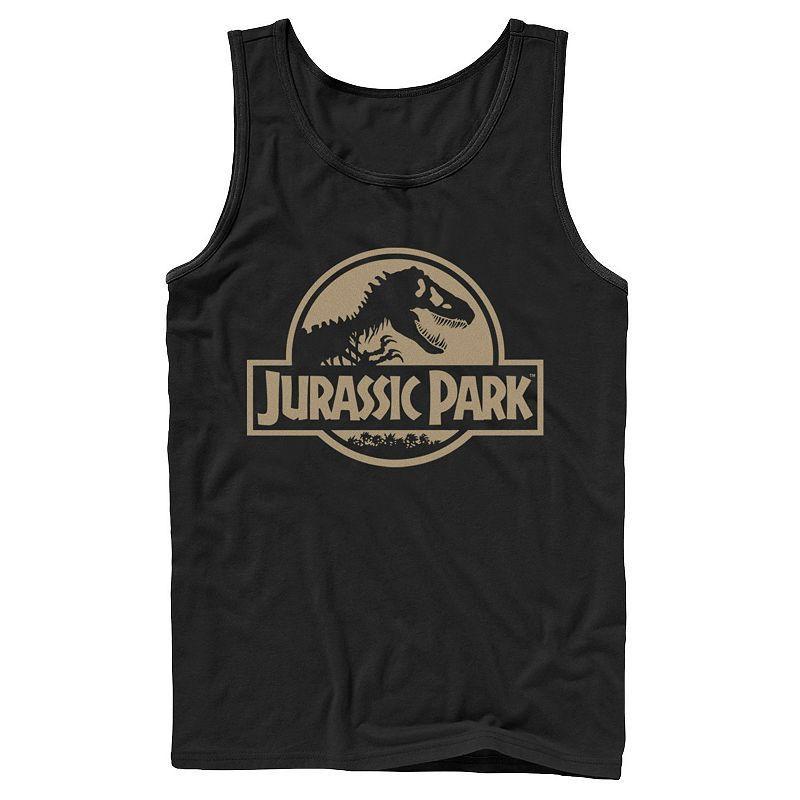 Men's Jurassic Park Beige Flat Movie Logo Tank Top, Size: Large, White Product Image