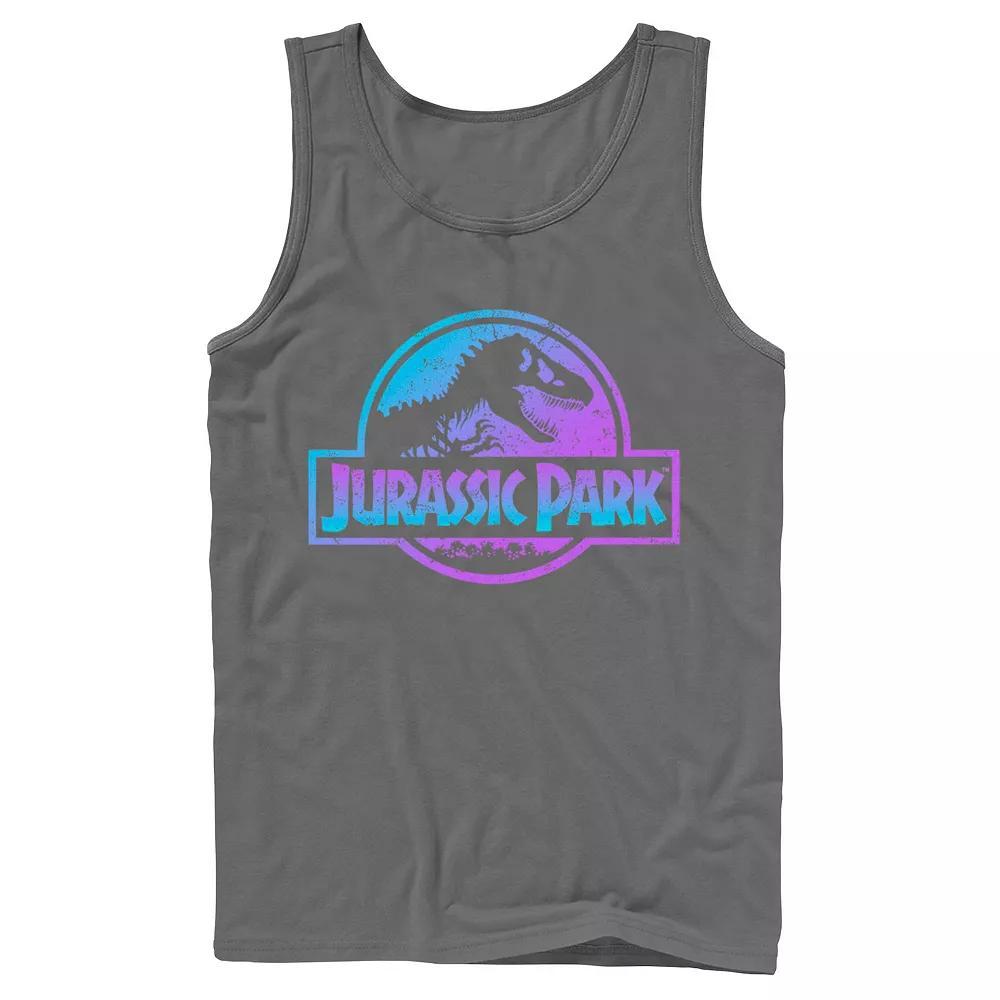 Mens Jurassic Park T Rex Silhouette Tonal Sunset Tank Top Blue Product Image