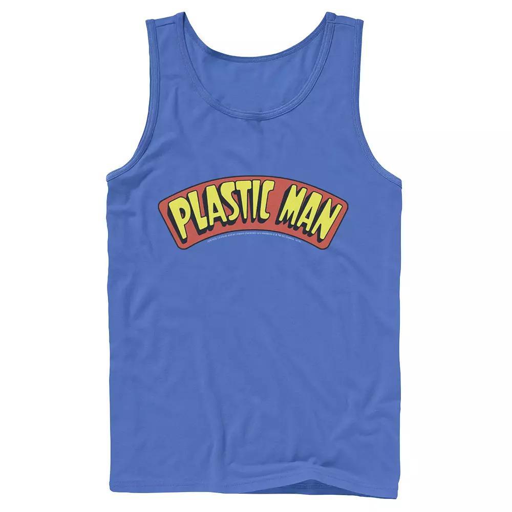 Men's DC Comics Plastic Man Text Logo Poster Tank Top, Size: Small, Blue Product Image