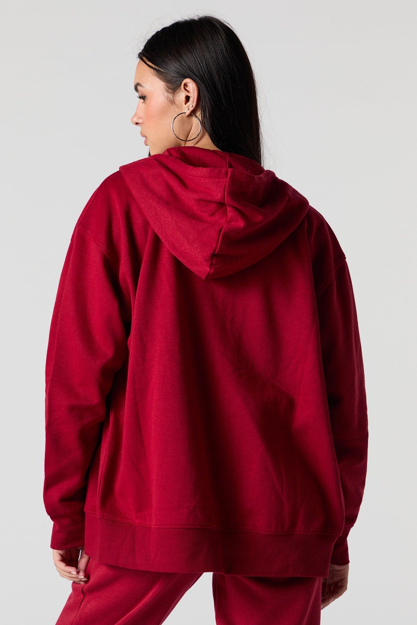 Oversized Zip-Up Fleece Hoodie Female Product Image