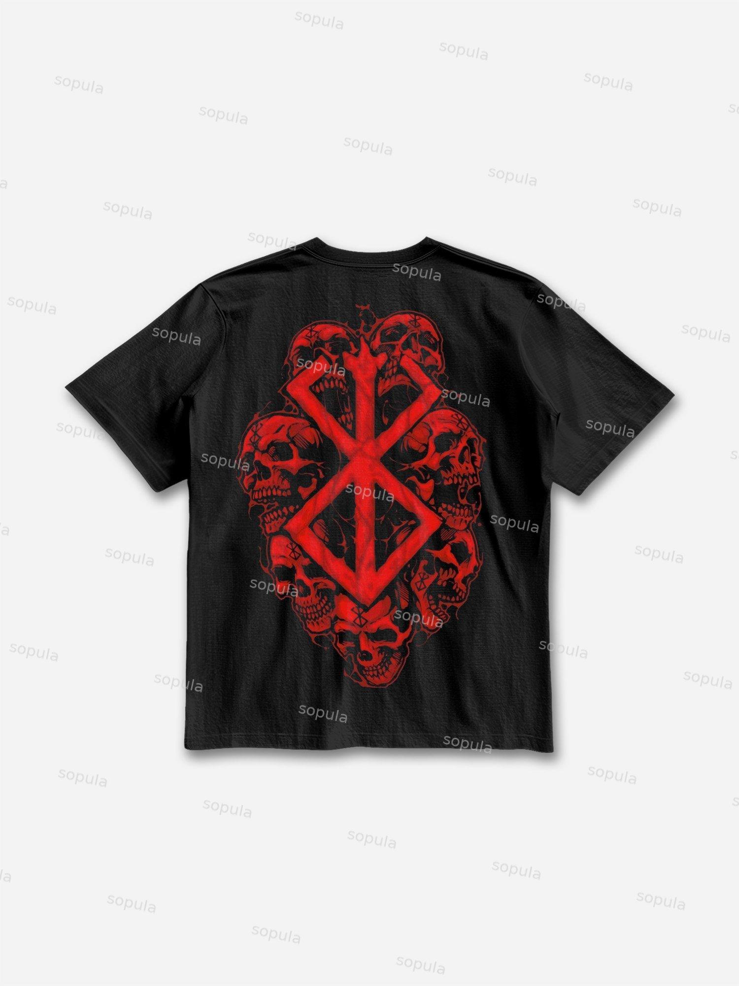 Berserk Manga Skull Graphic Cotton T-shirt Product Image