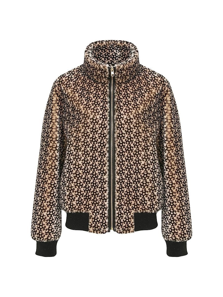 Womens Reversible Select Shearling Lamb Insignia Bomber Jacket Product Image