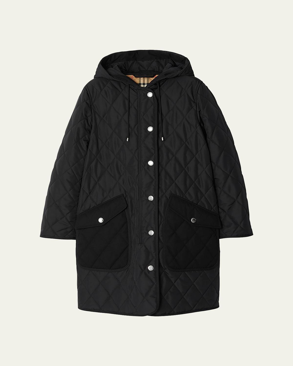 Roxby Quilted Top Coat with Hood Product Image