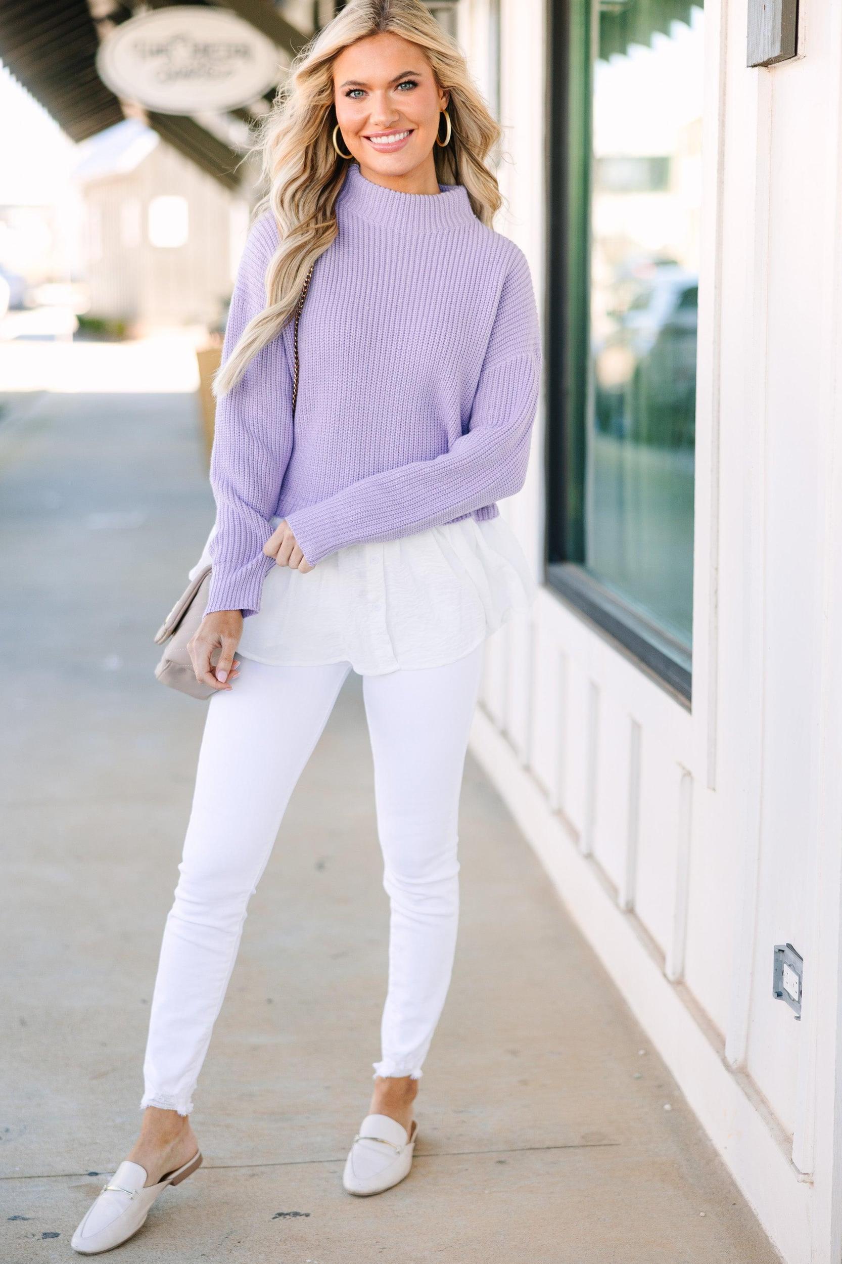 Focus On You Lavender Purple Layered Sweater Female Product Image