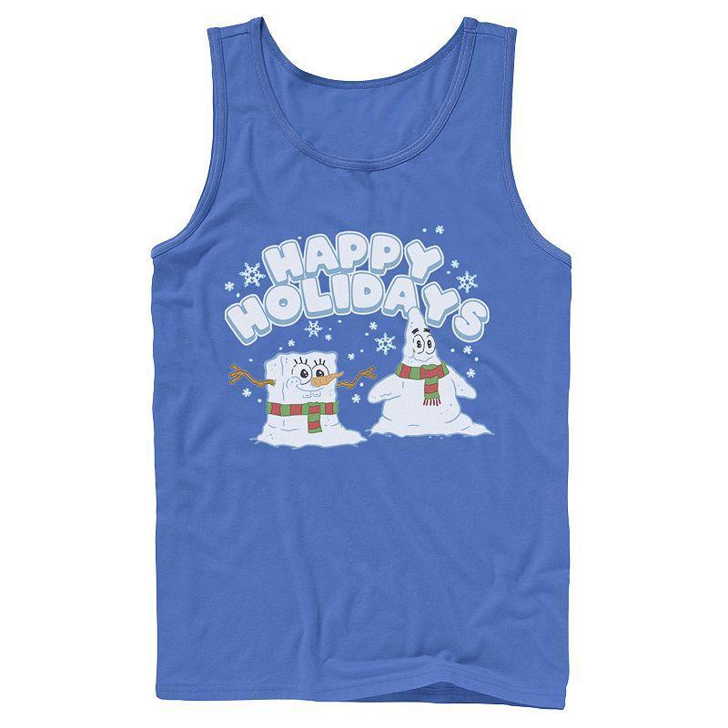 Men's Nickelodeon SpongeBob SquarePants Snowmen Happy Holidays Tank Top, Size: Small, Blue Product Image