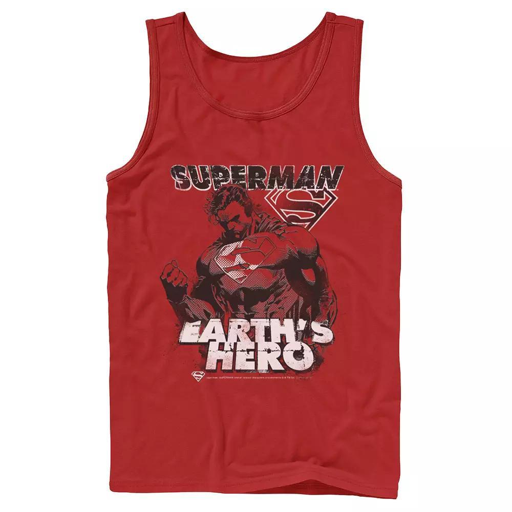 Men's DC Comics Superman Earth's Hero Sketched Poster Tank Top, Size: XL, Grey Product Image