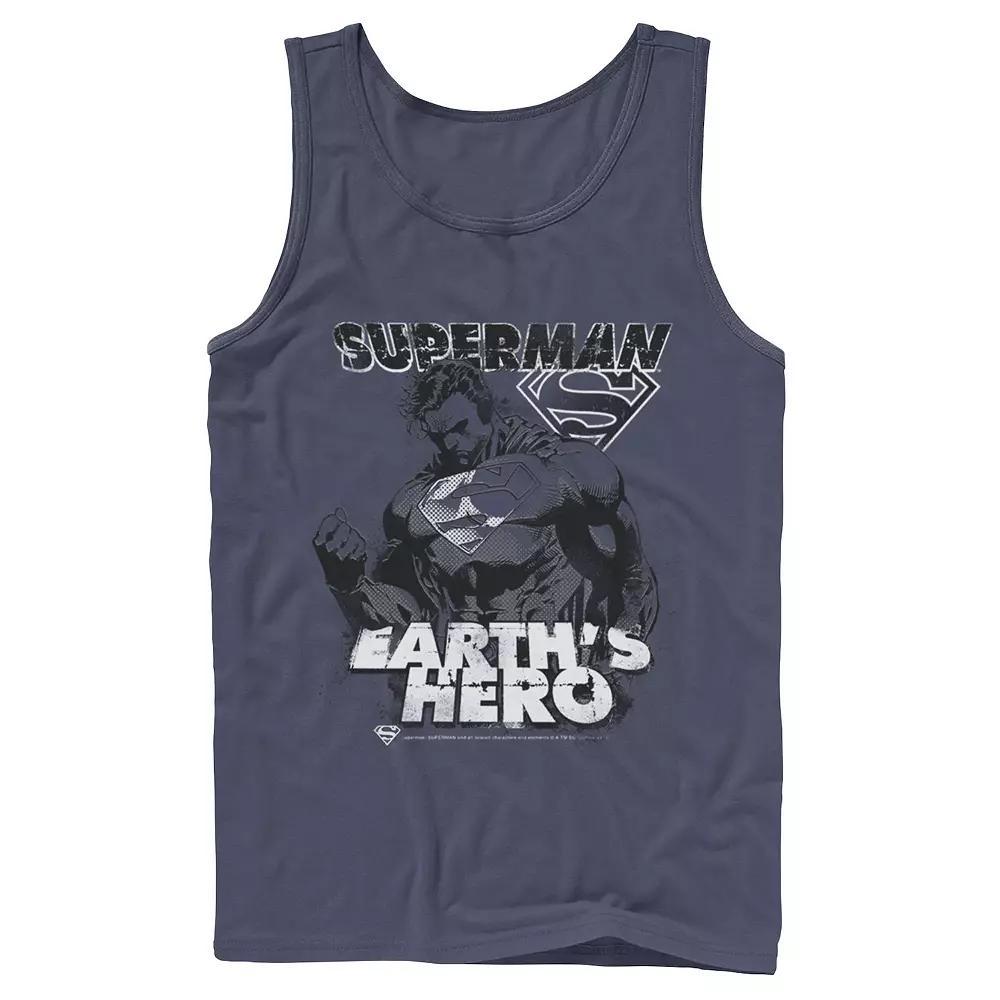 Men's DC Comics Superman Earth's Hero Sketched Poster Tank Top, Size: XL, Grey Product Image