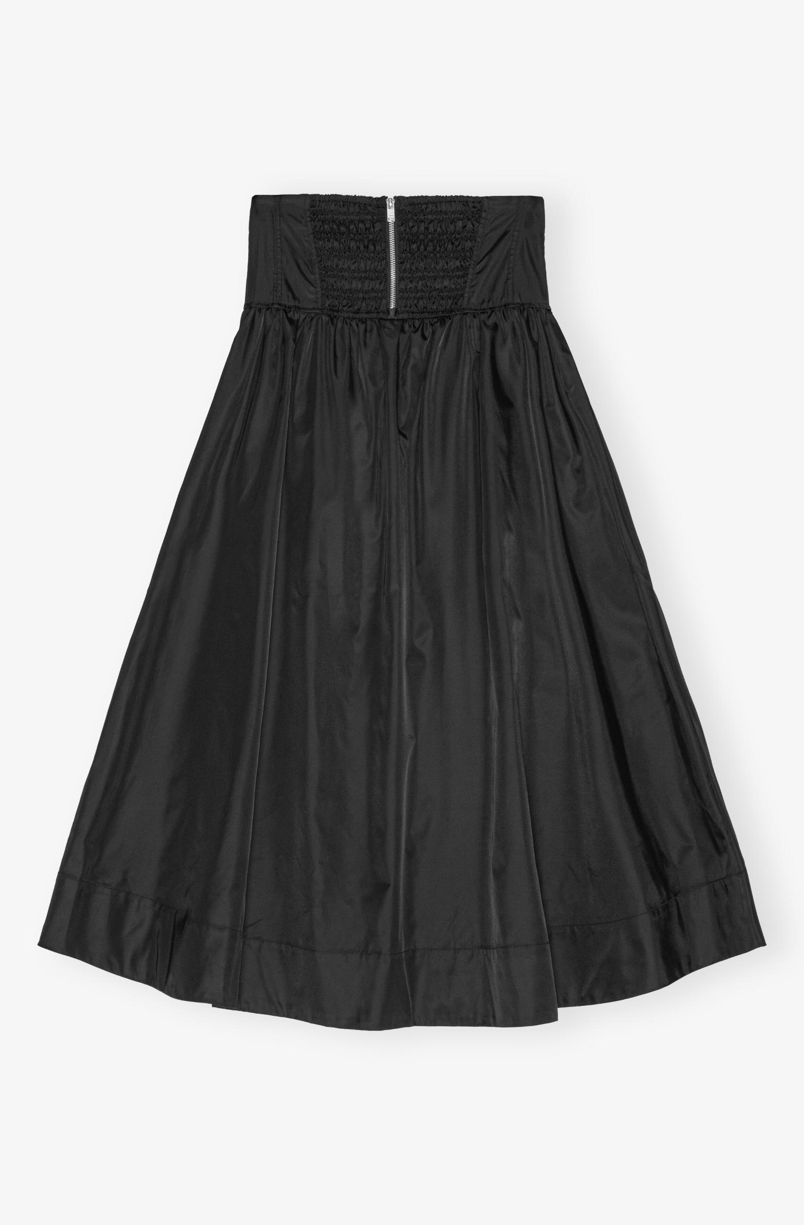 Black Duchesse Nylon Long Pocket Skirt Product Image