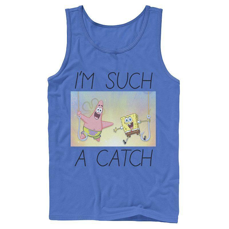Men's Nickelodeon SpongeBob SquarePants Such A Catch Fish Hook Graphic Tank Top, Size: Small, Grey Product Image