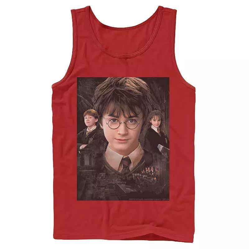 Men's Harry Potter Chamber Of Secrets Harry Ron Hermione Poster Graphic Tank Top, Size: XL, Black Product Image