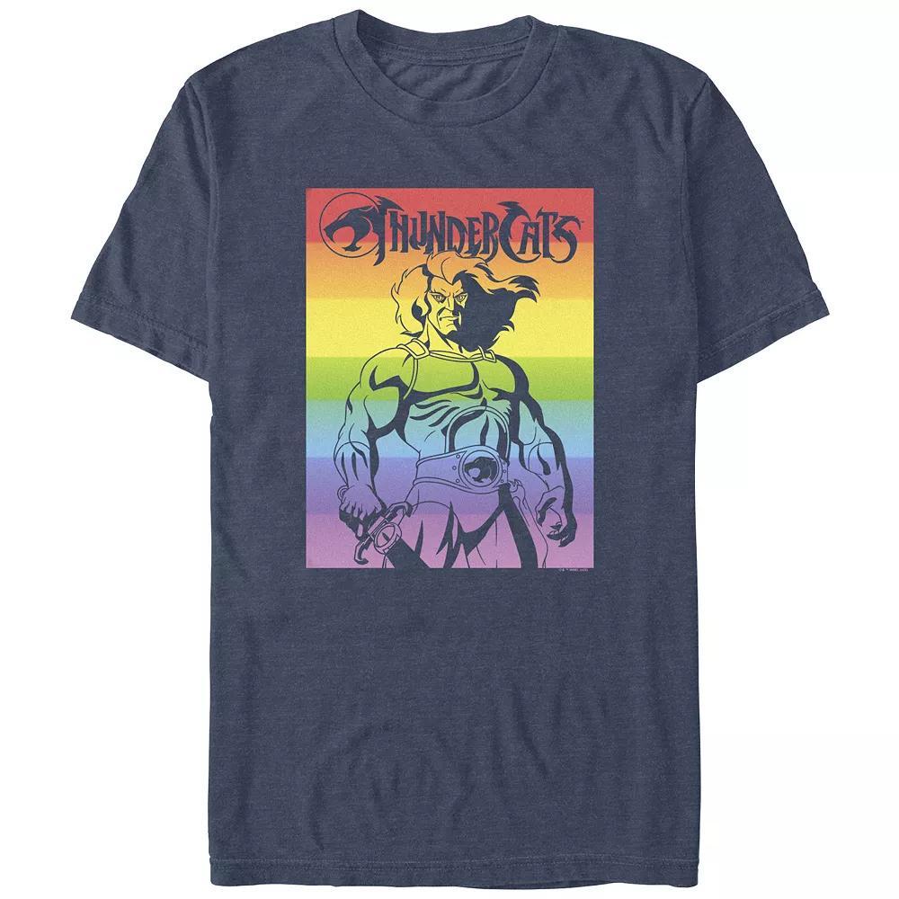 Men's Thundercats Lion-o Rainbow Poster Pride Graphic Tee, Size: Large, Navy Grey Product Image