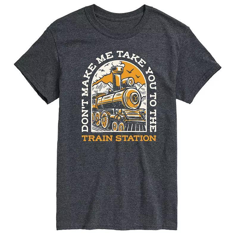 Mens Yellowstone Take You Train Station Graphic Tee Blue Product Image