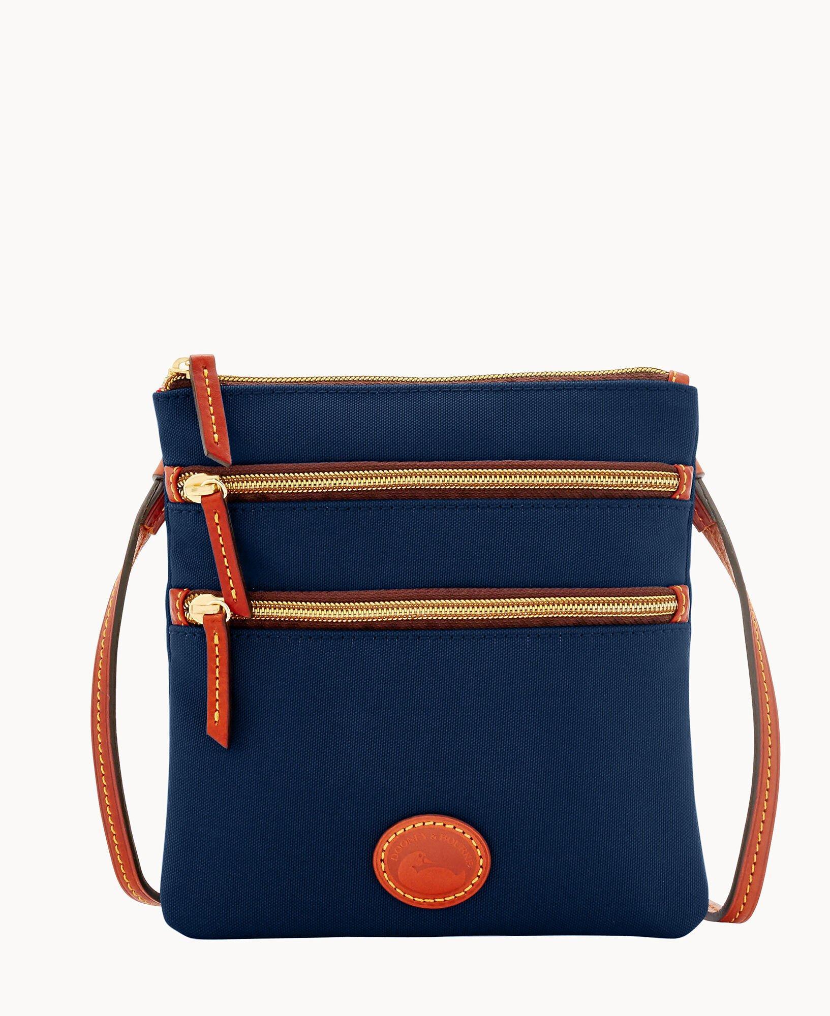 Dooney & Bourke Womens Nylon North South Triple Zip Fabric Crossbody Bag in Bubble Gum Product Image