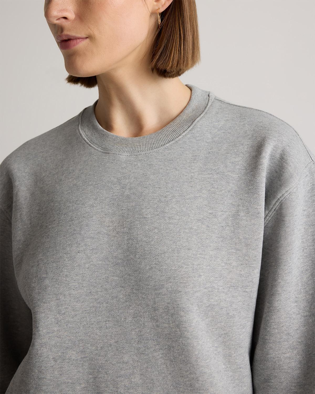 Quince | Women's Organic Heavyweight Fleece Crew Neck Alpaca Sweater Organic Cotton Product Image