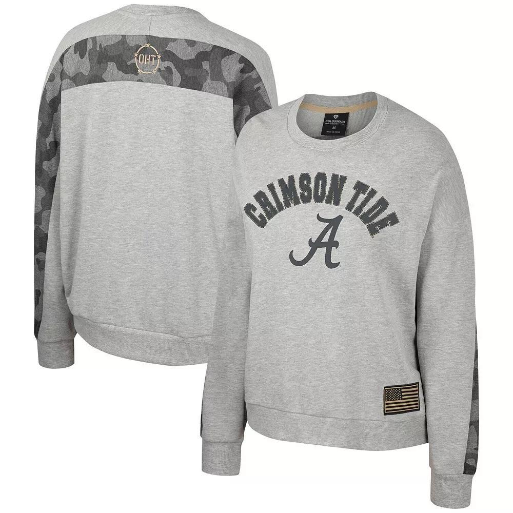 Women's Colosseum Heather Gray Alabama Crimson Tide OHT Military Appreciation Flag Rank Dolman Pullover Sweatshirt, Size: Medium, Grey Product Image