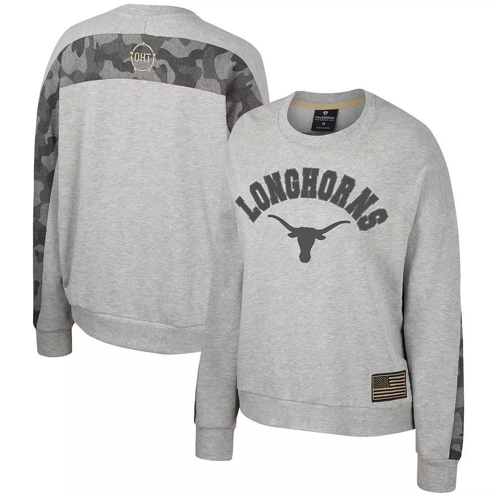 Womens Colosseum Heather Gray Notre Dame Fighting Irish OHT Military Appreciation Flag Rank Dolman Pullover Sweatshirt Product Image