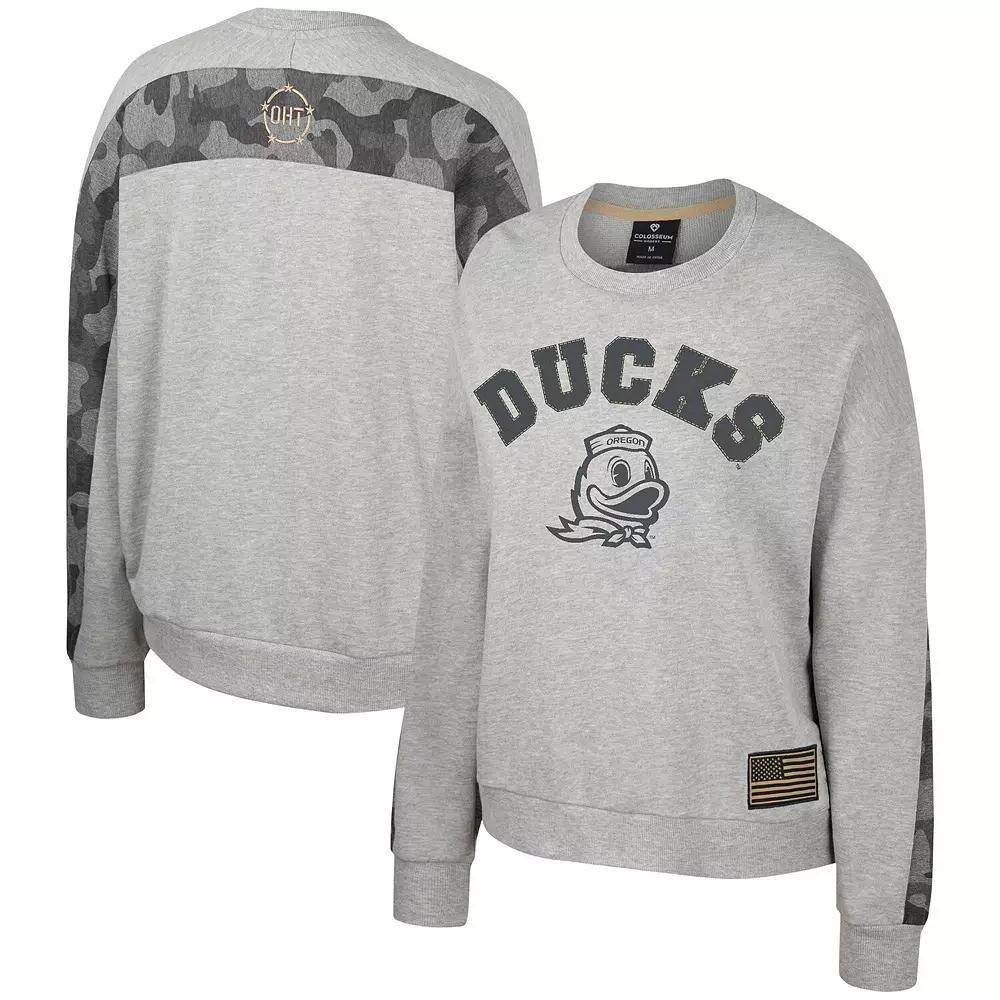 Women's Colosseum Heather Gray Alabama Crimson Tide OHT Military Appreciation Flag Rank Dolman Pullover Sweatshirt, Size: Medium, Grey Product Image
