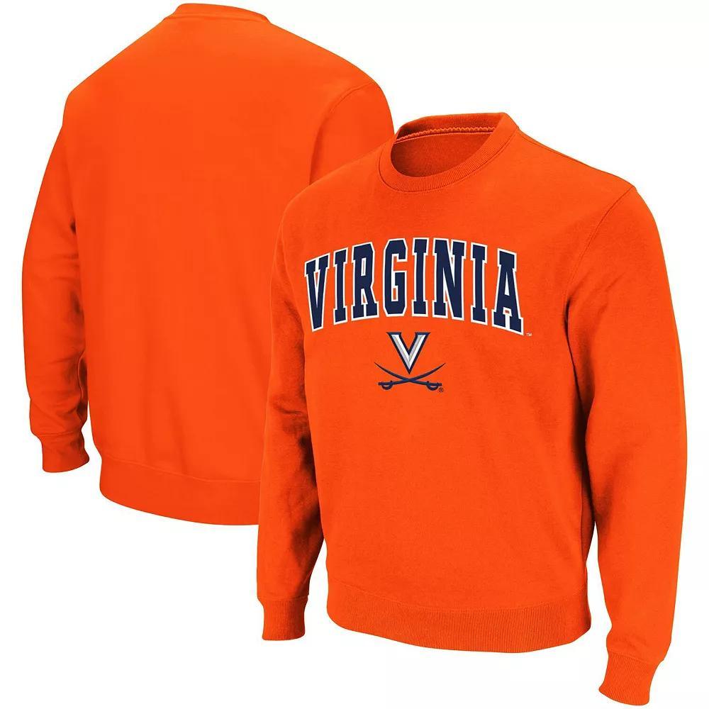 Men's Colosseum Orange Virginia Cavaliers Team Arch & Logo Tackle Twill Pullover Sweatshirt, Size: Large Product Image