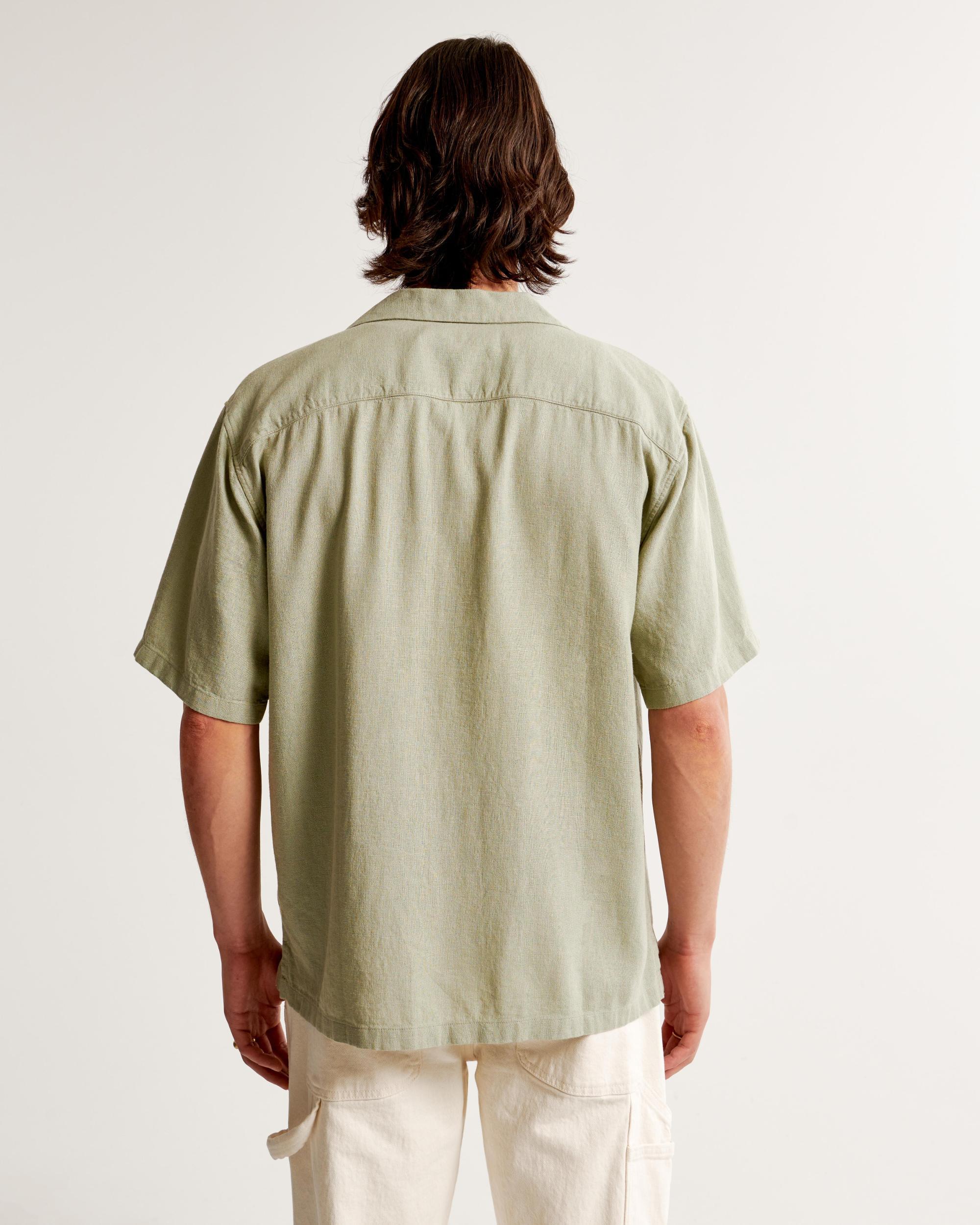 Camp Collar Linen-Blend Shirt Product Image
