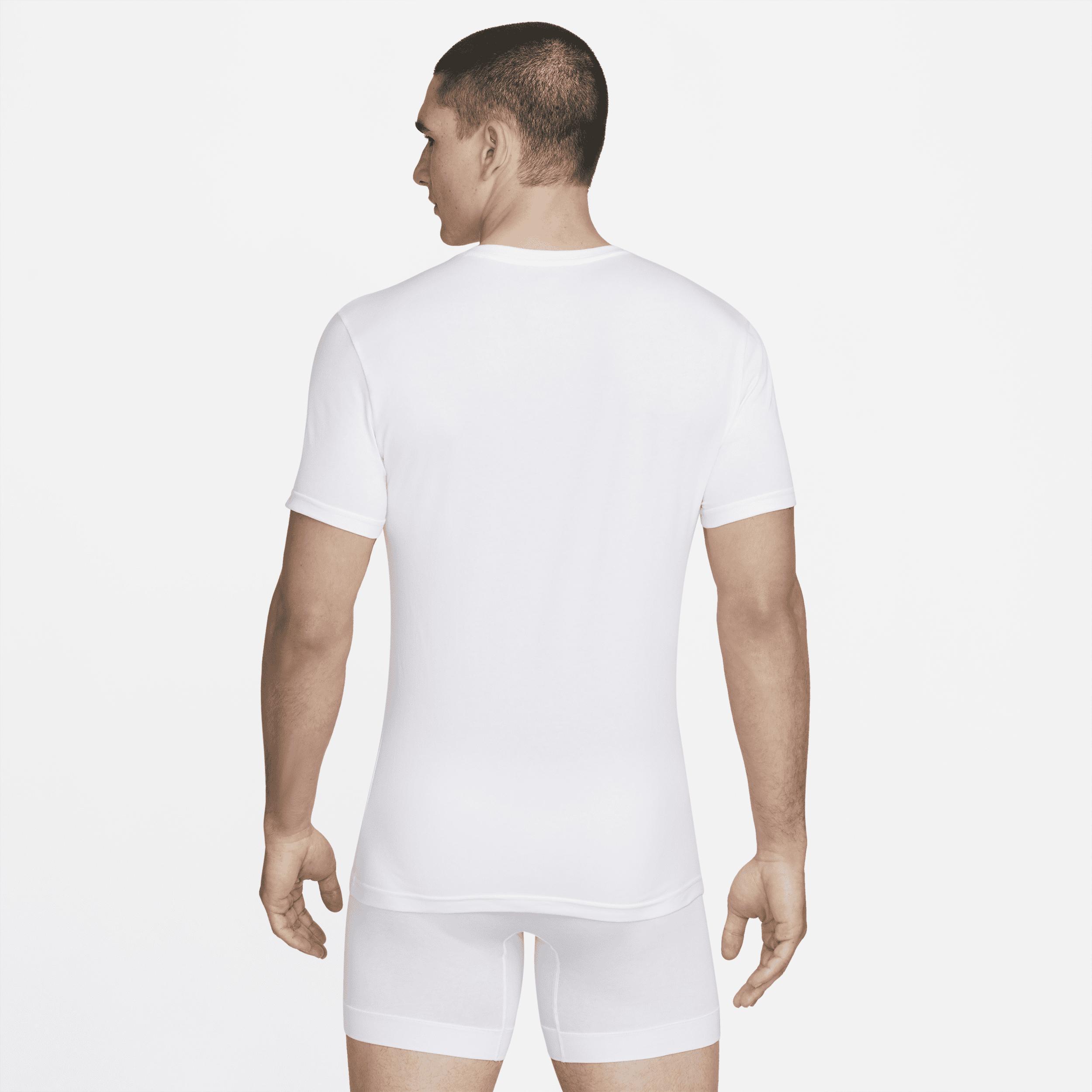 Men's Nike Dri-FIT Essential Cotton Stretch 2-Pack V-neck Undershirts, Size: Large, White Product Image