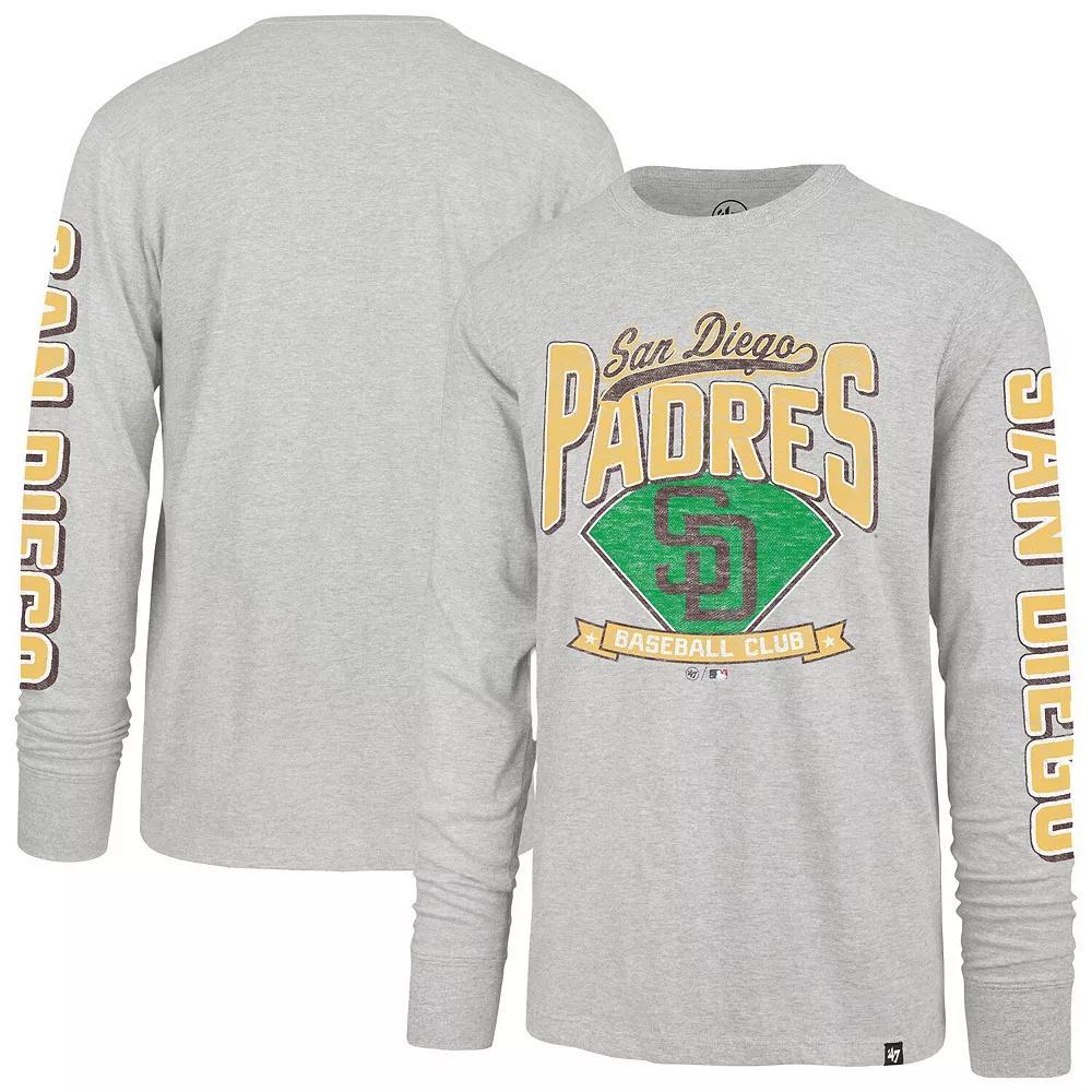 Men's '47 Gray San Diego Padres Fair Ball Franklin Long Sleeve T-Shirt, Size: Large, Grey Product Image