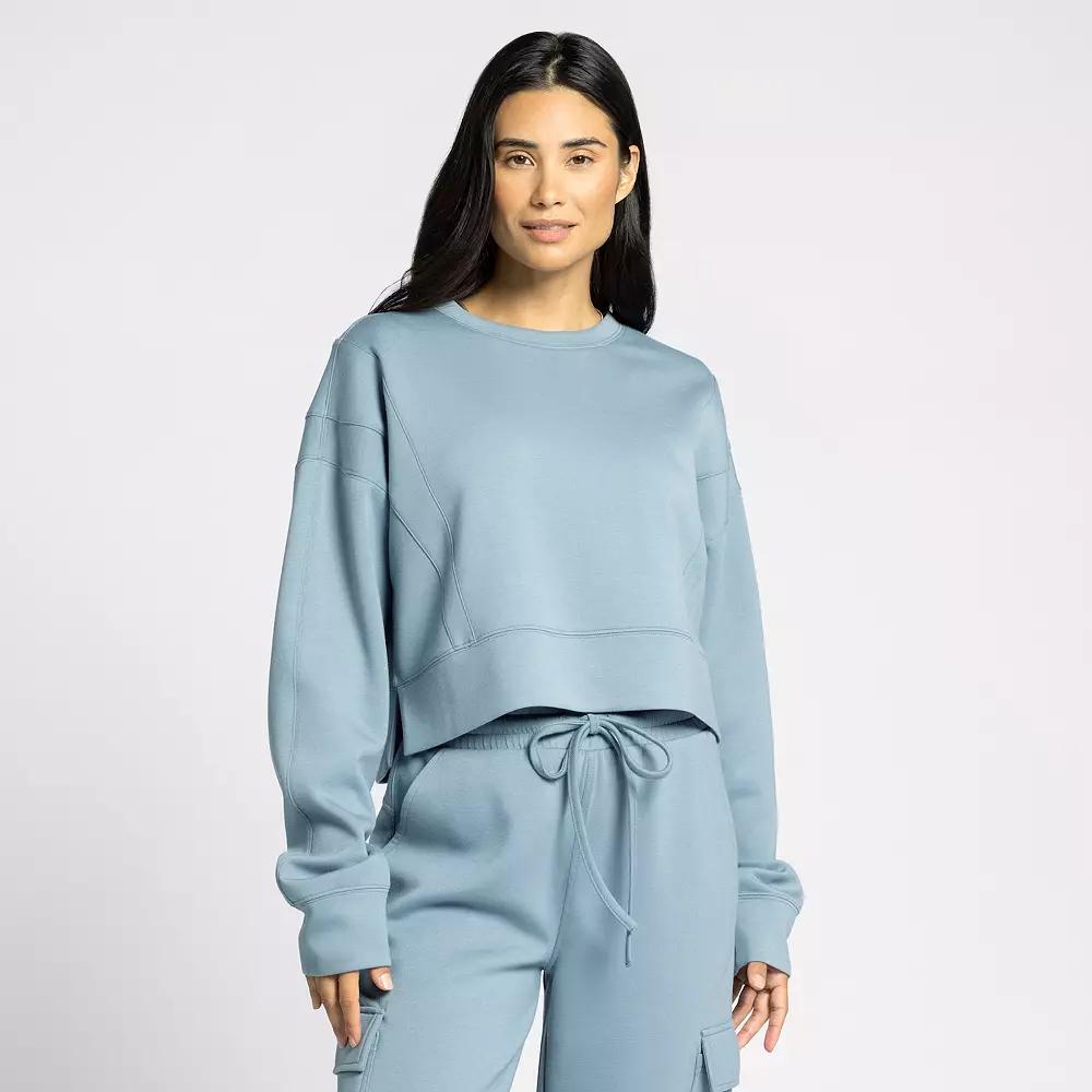 Women's Thread & Supply Cropped Crewneck Sweatshirt, Size: Large, Grey Grey Product Image