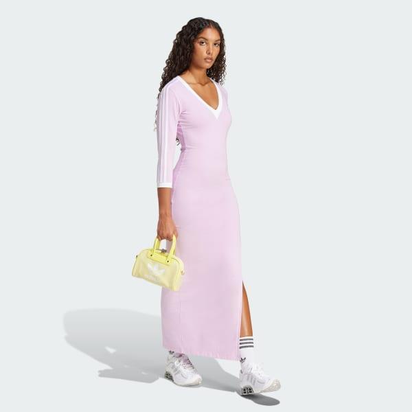 adidas Adicolor Classics 3-Stripes Maxi Dress Light Orchid 2XS Womens Product Image