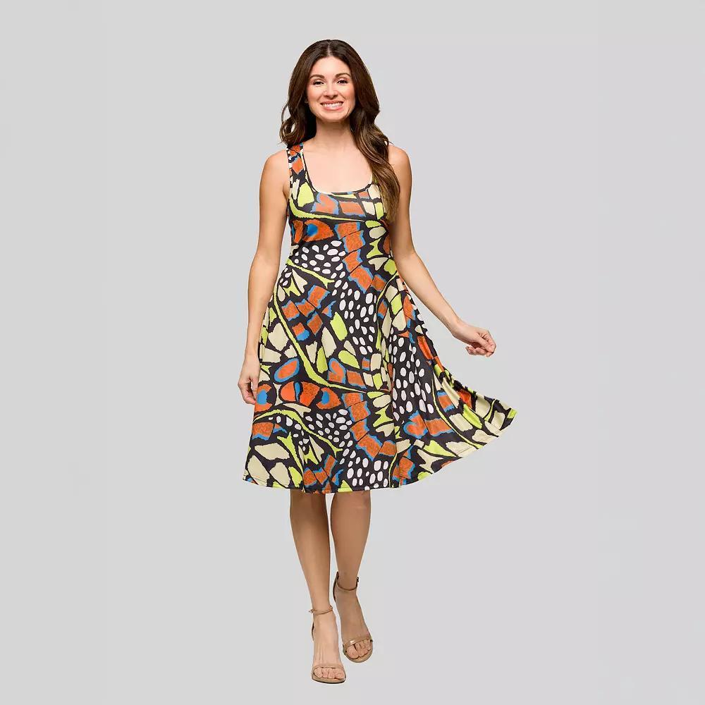 Women's 24Seven Comfort Apparel Sleeveless Tank Swing Mini Dress, Size: Medium, Orange Team Product Image