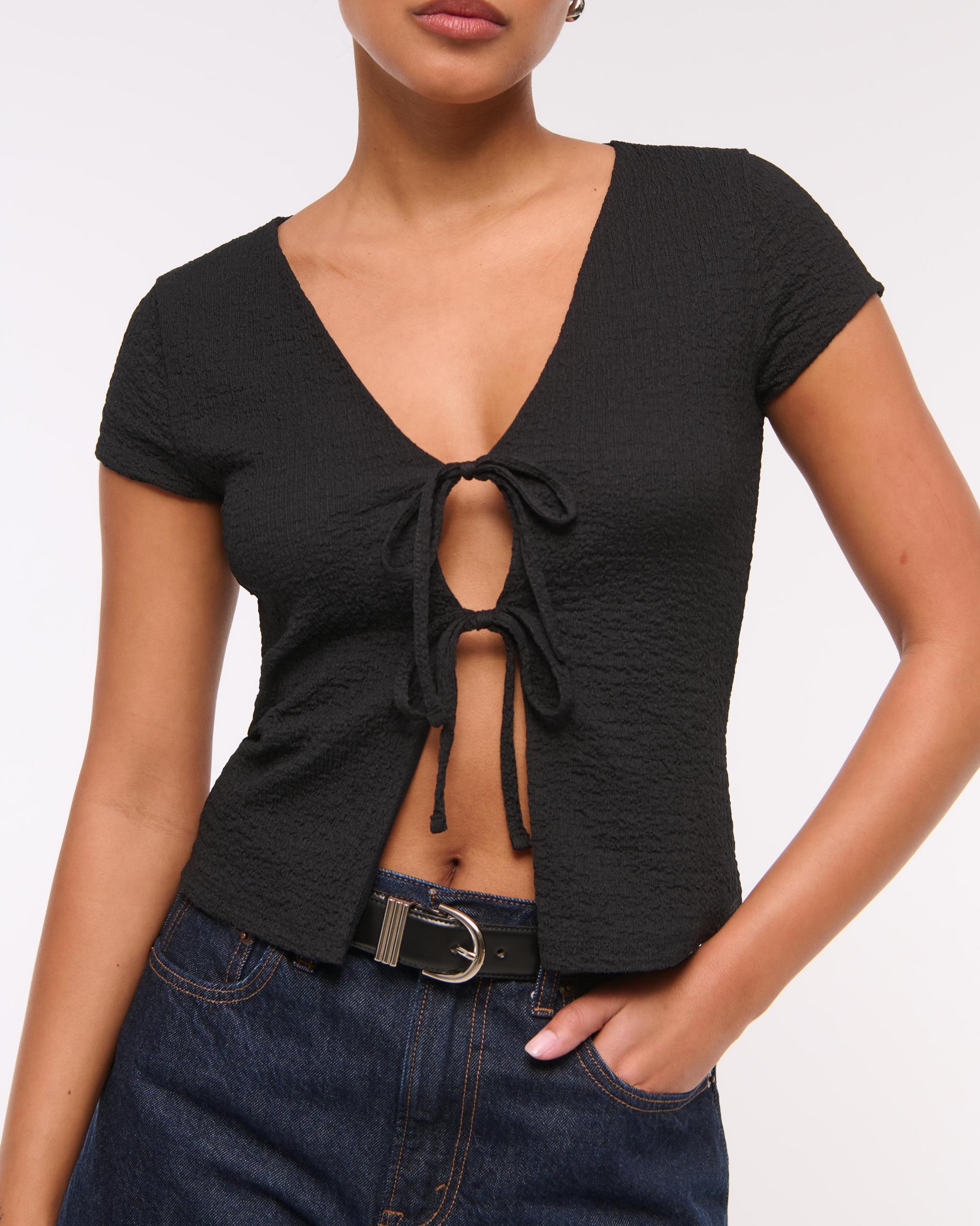 Bubble Knit Tie-Front Top Product Image