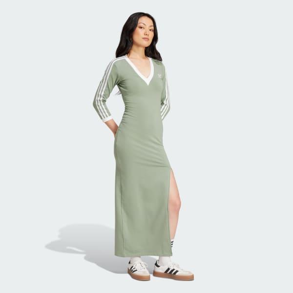 adidas Adicolor Classics 3-Stripes Maxi Dress Light Orchid 2XS Womens Product Image