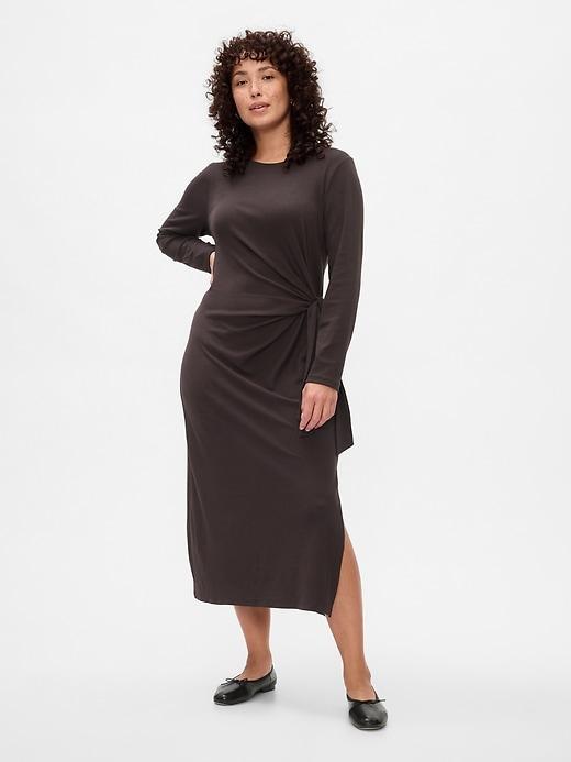 Modern Rib Tie-Knot Midi Dress Product Image
