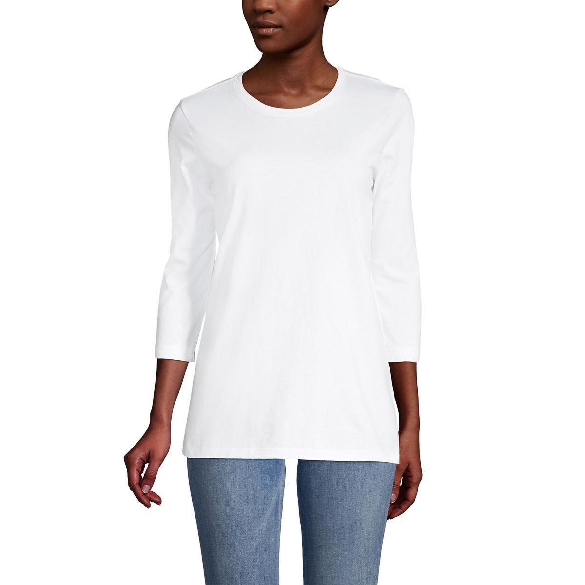 Women's Lands' End Supima Cotton Crewneck Tunic, Size: XL, Fresh Ivory Product Image
