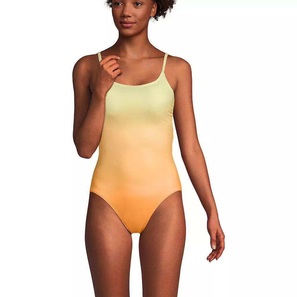 Women's Lands' End Thin Strap One-Piece Swimsuit, Size: 14, Mint Orange Ombre Product Image
