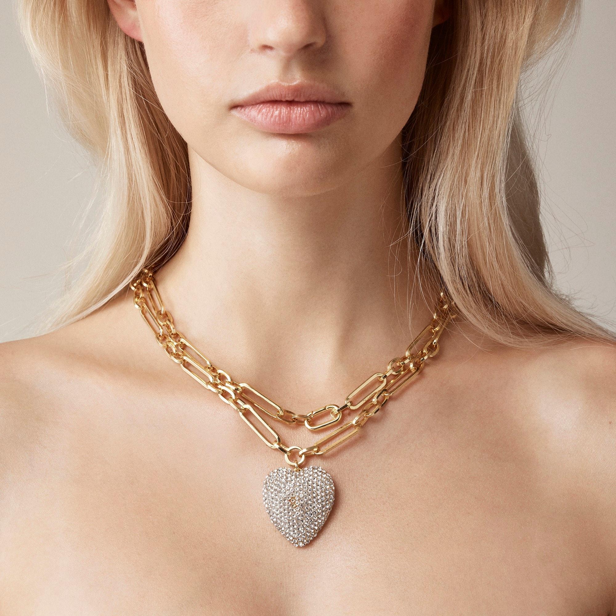 Pavé heart charm necklace Product Image